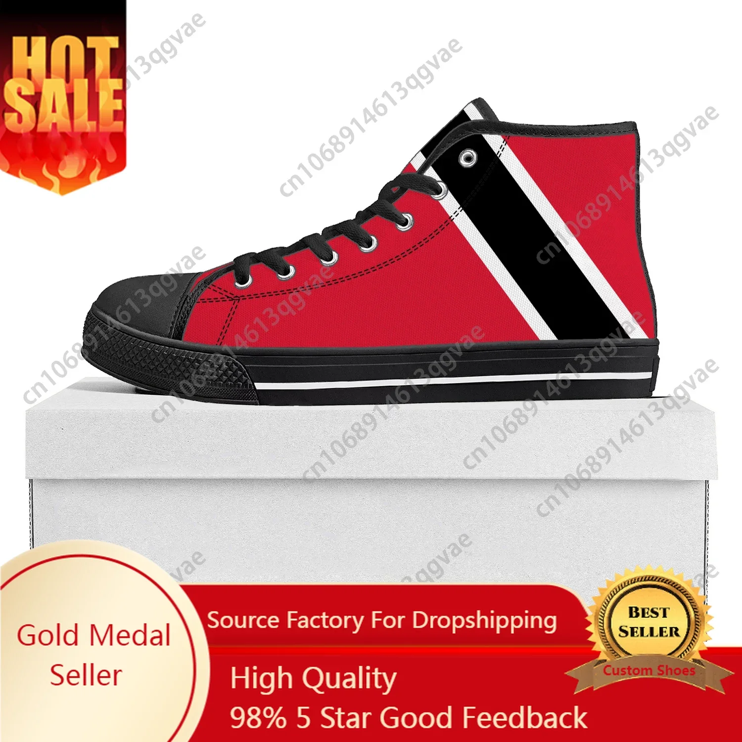 Trinidad and Tobago Flag High Top High Quality Sneakers Mens Womens Teenager Canvas Sneaker Casual Couple Shoes Custom Shoe