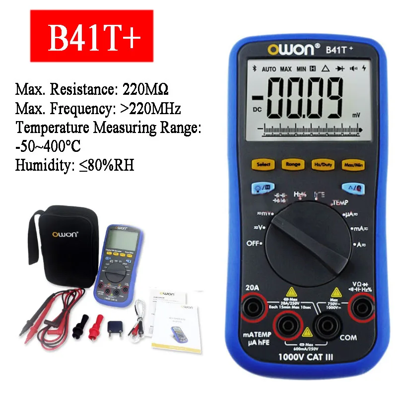 OWON B41T+ 4 1/2 Digital Multimeter With Bluetooth-compatible True RMS Backlight Test Meter