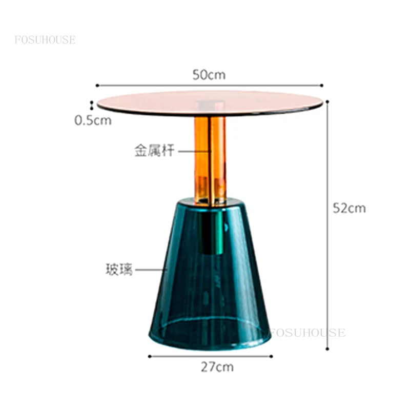 Modern Cafe Tables Home Furniture Stained Glass Table Living Room Transparent Tea Table Light Luxury Creative Coffe