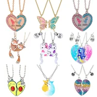Best Friends Pendant Necklace For Woman Girls Magnetism Sequin Couple Crystal Chain Choke BFF Friendship Forever Jewelry Gift 1