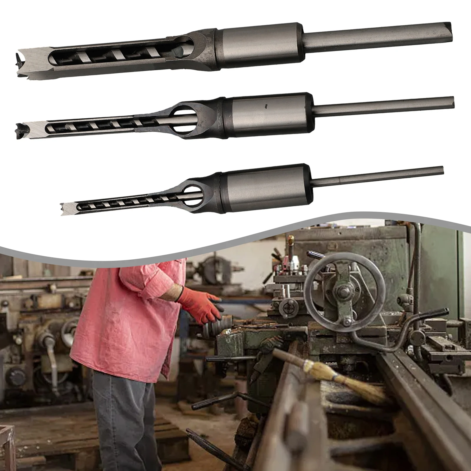 

3 Piece -square Hole Auger Bit Set Mortise Woodworking Saw Mortise Chisel Power Tool Electric Drill/