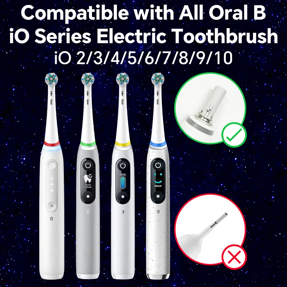 4/8/12 교체용 브러시 헤드, 오랄비 iO 2 3 4 5 6 7 8 9 10 전동 칫솔 호환, 크로스 클린용 칫솔 헤드