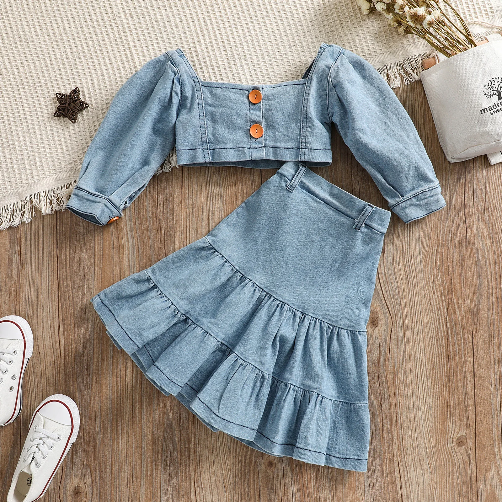 

Spring Summer Kids Dress Sets Fashion Denim Baby Girl 2 Piece Set Toddler Girls Clothes Kids Clothes Girls
