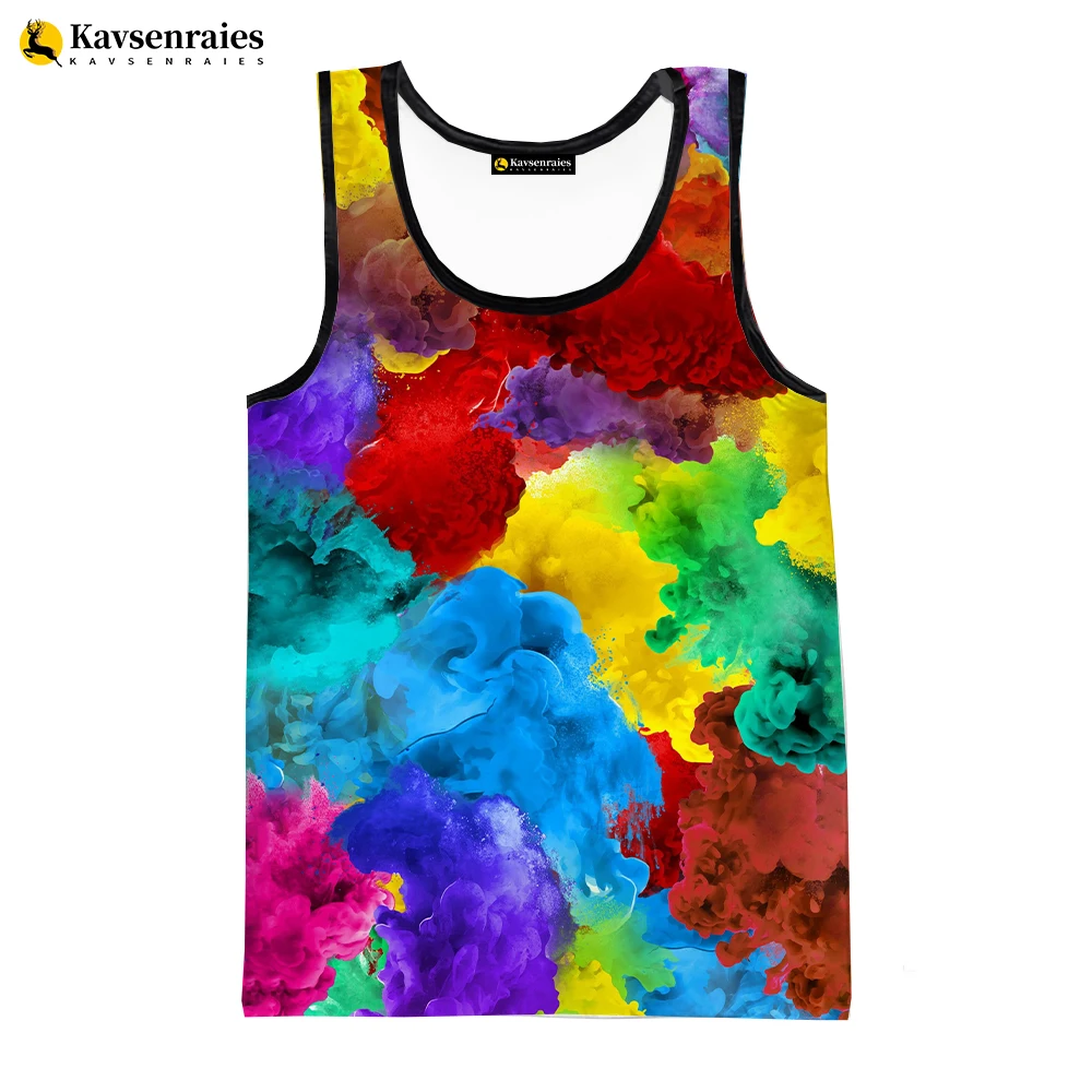 

Мужская и женская футболка без рукавов, повседневная безрукавка с 3D рисунком радуги и брызг, лето 2023