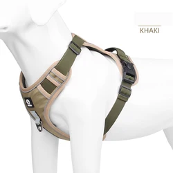 Reflective No - Pull Adjustable Dog Harness - Comfortable Training & Walking Chest Strap - M (Khaki color)