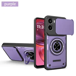 360° Ring Holder Phone Case with Slide Camera Protector - Motorola Moto G85 (PURPLE)