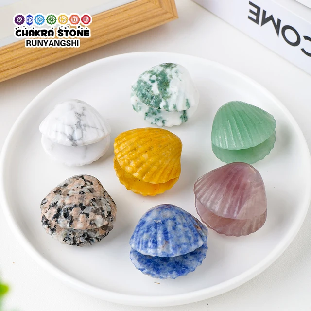 Aranyos 1 Db Természetes Drágakő Kvarc Kézzel Faragott Csiszolt Kagyló Kézműves Szobor Kristály Figura Díszes Dekoráció