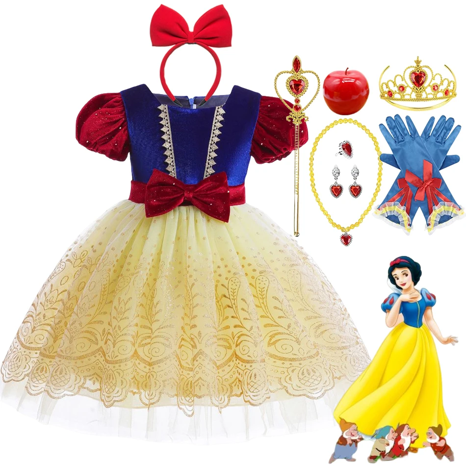 

Girls Snow White Dress Carnival Birthday Party Princess Halloween Cosplay Costume Children Vestidos Clothes