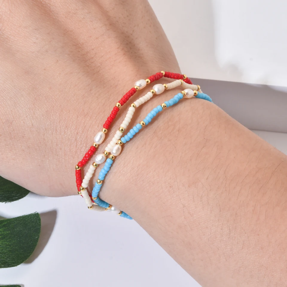 JEWELS 新品未使用 Lサイズ ビジュー刺繍 ZMZY Wholesale Pearl Beads Color Miyuki Beaded Bracelet for