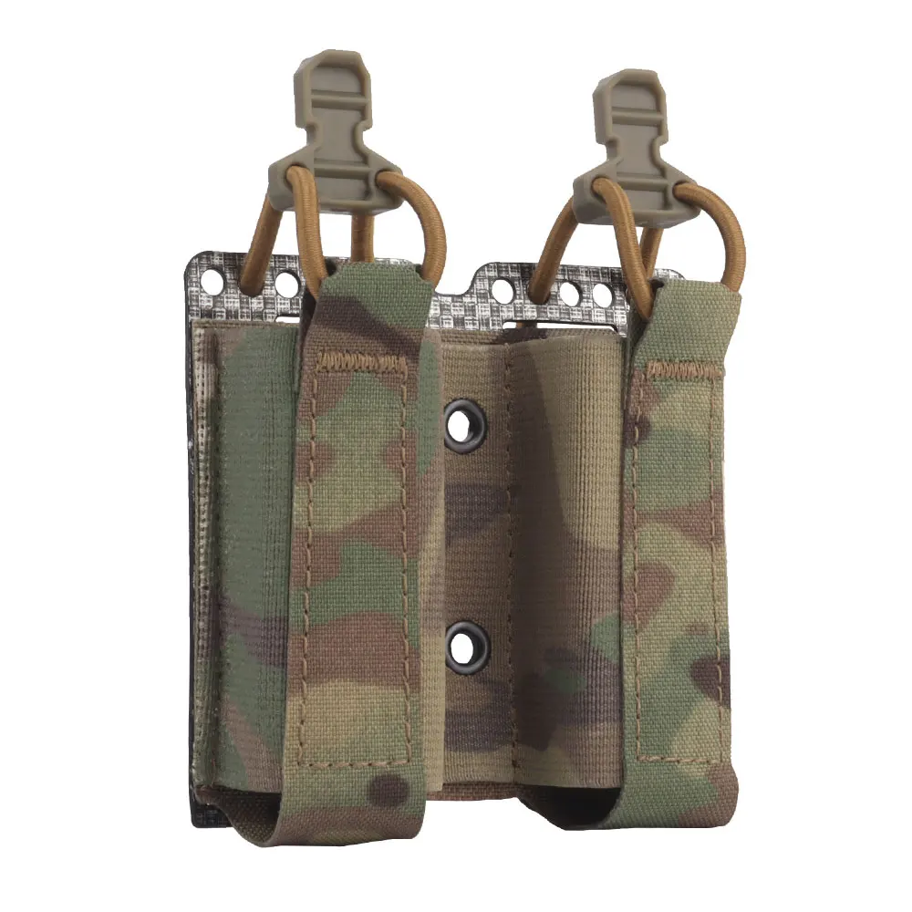 Tactical Double Elastic Pistol Mag Pouch Ferro-Style 9mm/40 Hunting Airsoft Magazine Holster Flashlight Tool MOLLE Waistbelt Bag magazine pouch ammo pouch molle pouch double dump pouch dump pouch airsoft accessory hand gun holster