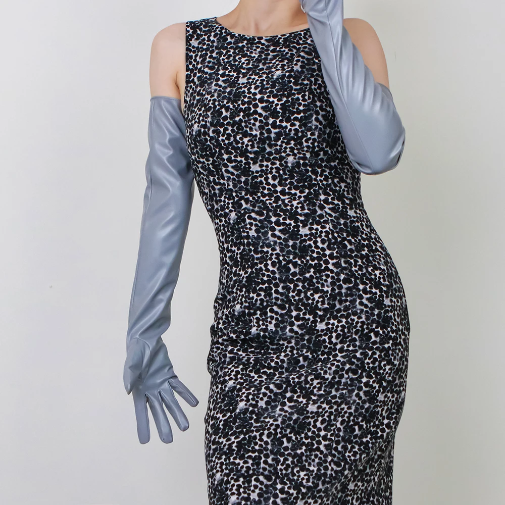 Lange Handschuhe, glänzendes Leder, PU, 61 cm, 60 cm, Kunstlack, Tierdruck, Schlangenleder, Grün, Silber, Python, modische Damen-Sexy-Fäustlinge, Cosplay – Detail 38