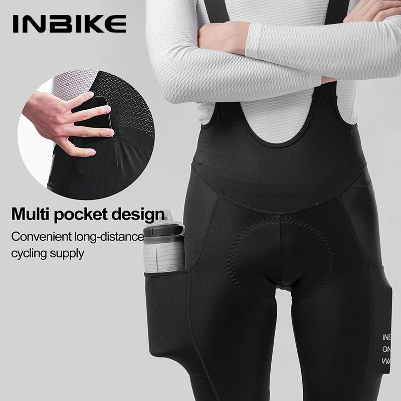 INBIKE Spring Men's Cycling Bibs Pants Bike Tights Leggings with 4 Pockets Men MTB Cycling Clothing Road Bike Mountain Toursers 3