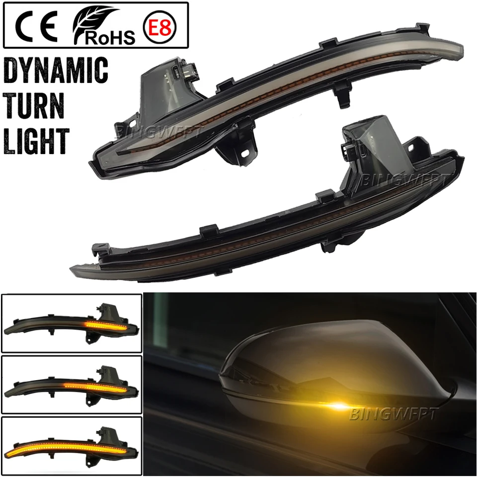 2x LED Dynamic Turn Signal Side Mirror Indicator Light For Audi A1 8X 2011- 2018 - View #2