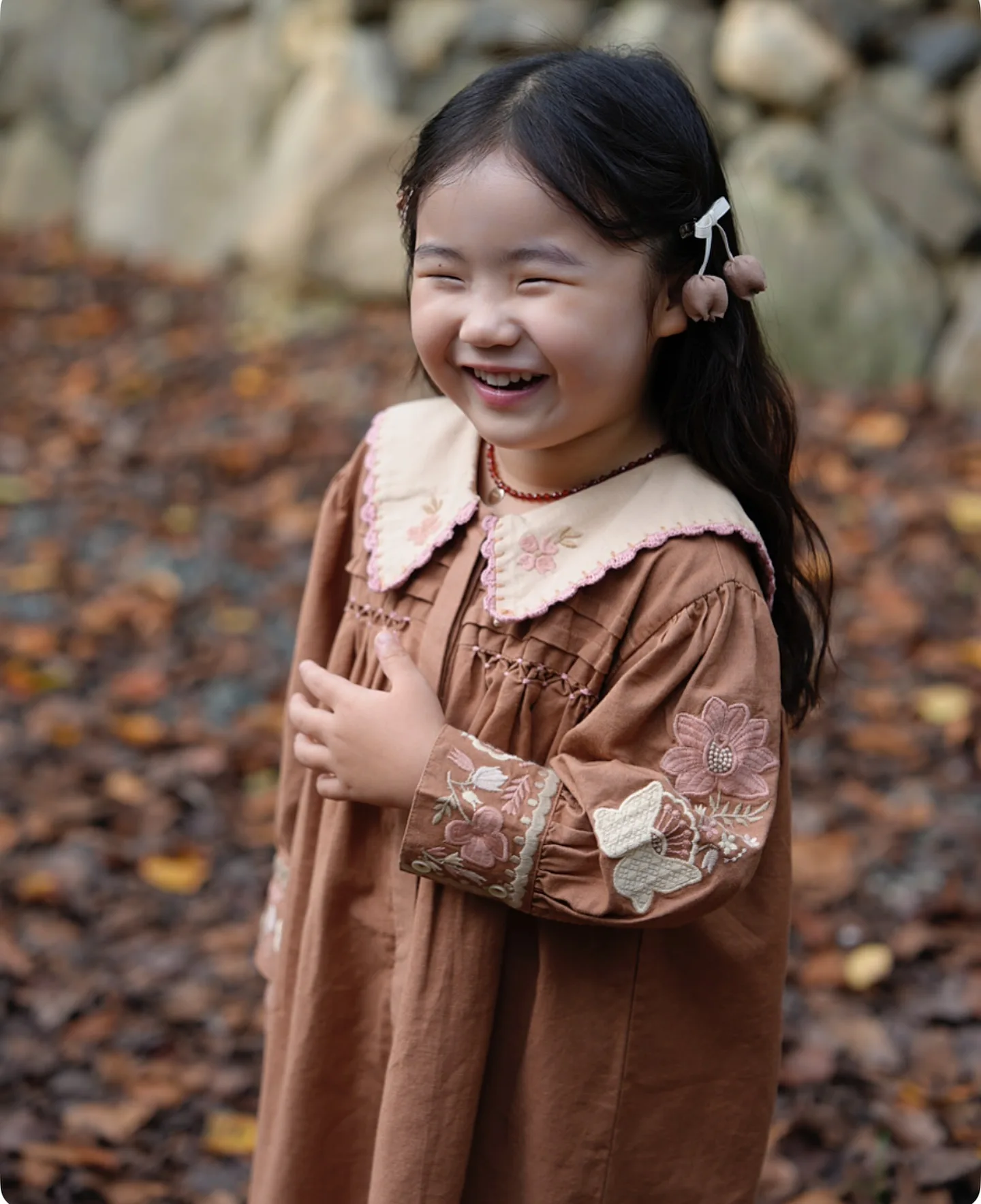 Children's Shirt Spring shirt dress Embroidered pastoral APO series Retro style Gaudin Heavy Embroidery Flower girl Princes