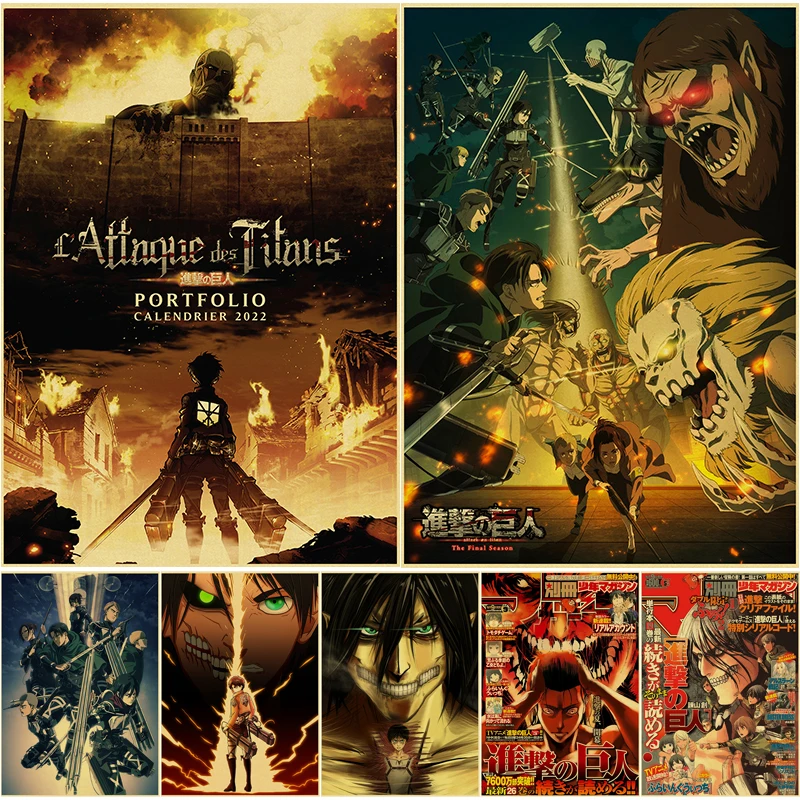 SET of 8 Pictures Attack on Titan Poster Anime Shingeki no Kyojin Eren  Mikasa Armin Erwin Rival Posters Oversized 42x58cm