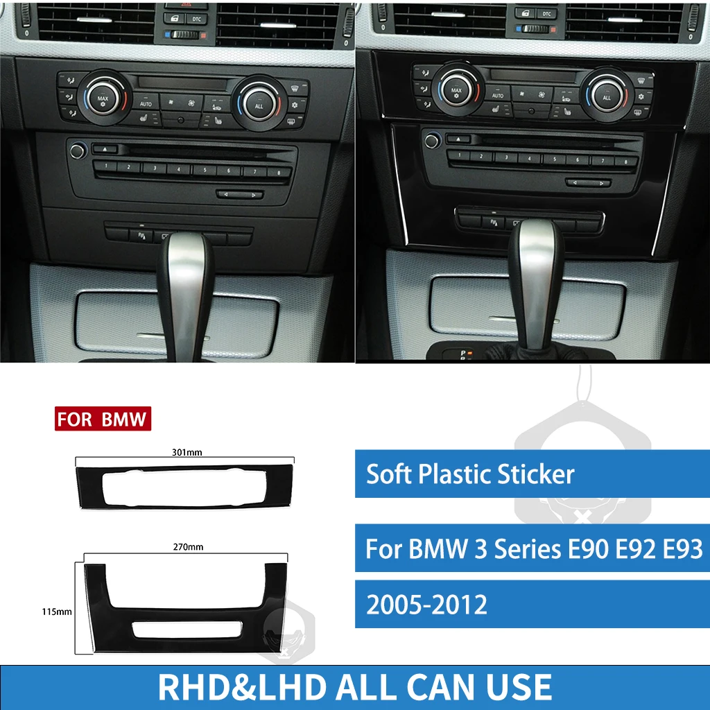 Auto stuurhoes Voor B&MW 1 Serie E87 3 Serie E90 E92 Auto Accessoires Koolstofvezel Stijl Auto Stuurwiel Decoratie Cover Trim Frame Sticker: ( Kleur : Zwart