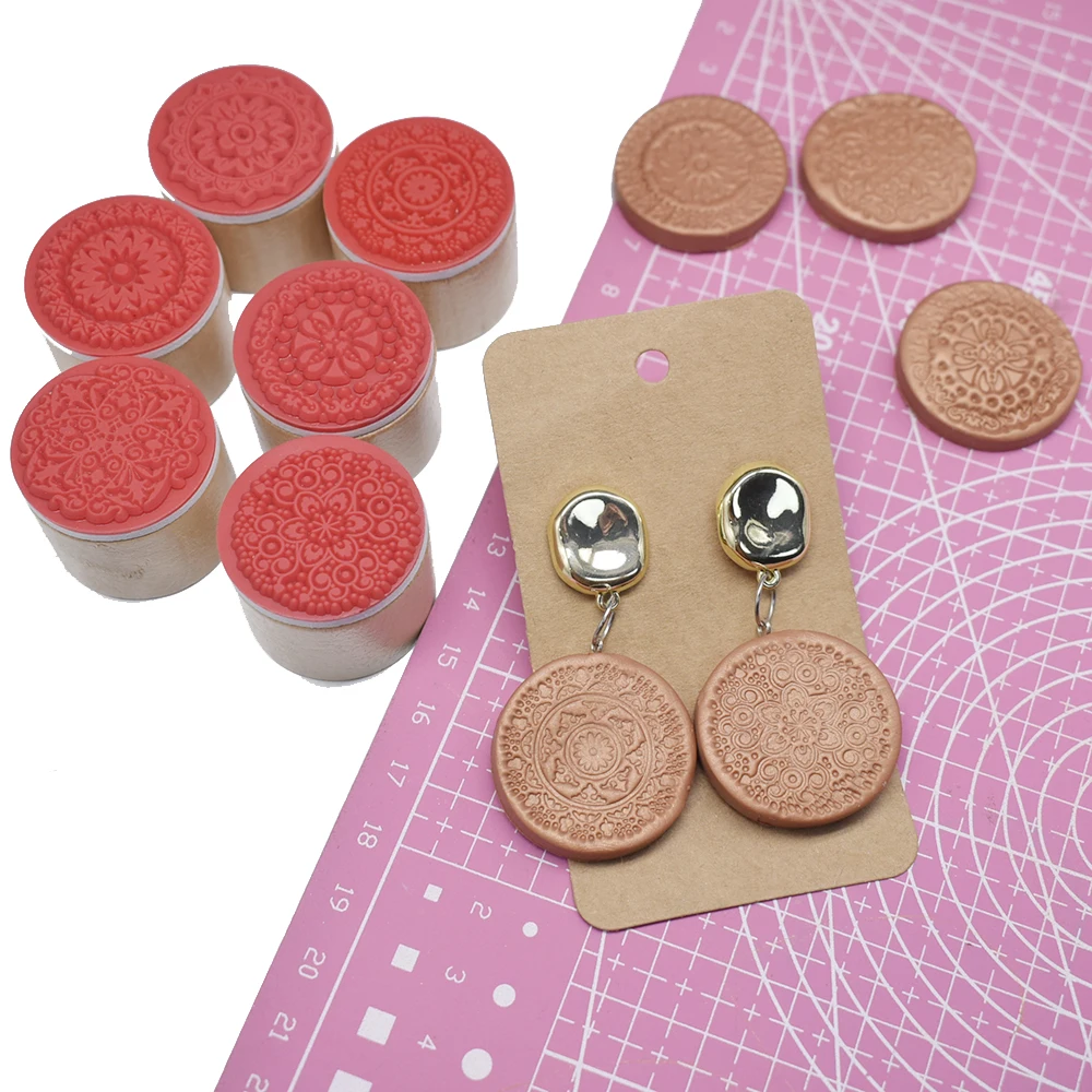 Square Round Pottery Stamp Baroque Mandala Lace Texture Embosser Ceramic Clay Jewelry Sculpture Model Making Impressions