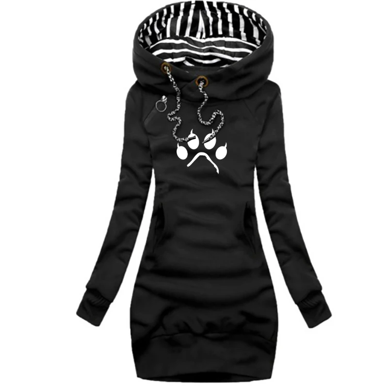 

Women Loose Hoodie Casual Solid Hooded Sweatshirt Slim Sexy Hoodies Dress Poleron Mujer Femal Tunic Hoodies Dress Casual Wear