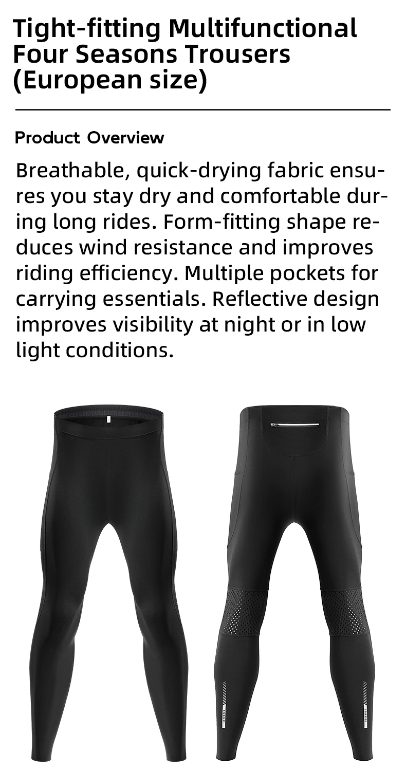 Description Picture 3 of itemROCKBROS Tights Trousers Cycling Gym Fitness Long Pants with Pockets Reflective Multifunctional Training Leggings EUR Size
