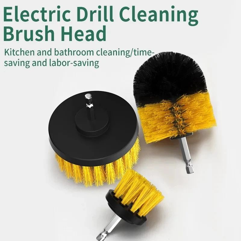 UNTIOR 3Pcs/Set Electric Scrubber Brush Drill Brush Kit Plastic Round Cleaning Brush For Carpet Glass Car Tires Nylon Brushes 5