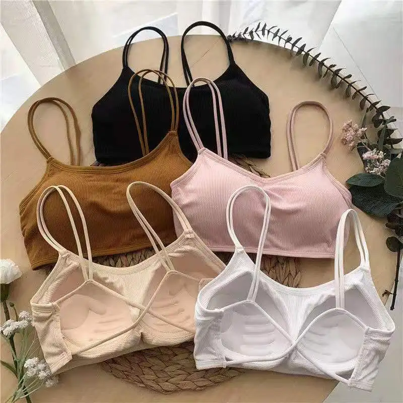 Bralette for women One-piece backless bra Women crop top tube top seamless push up no wire cross back tube crop