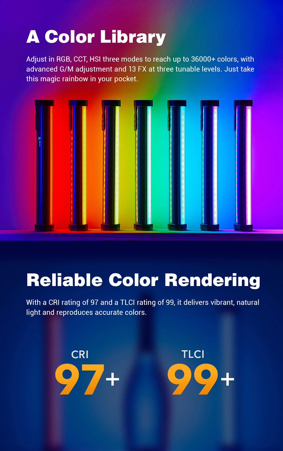 TL30 RGB LED Tube Light Color Photography Light Handheld Light Stick with APP Re