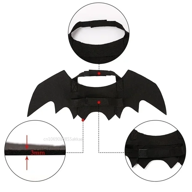 Halloween Bat Wings Dog Cat Cute Costume Party Dress Funny Cool Puppy Kitten Apparel Cosplay Prop with Traction Rope Fixing Hole 5