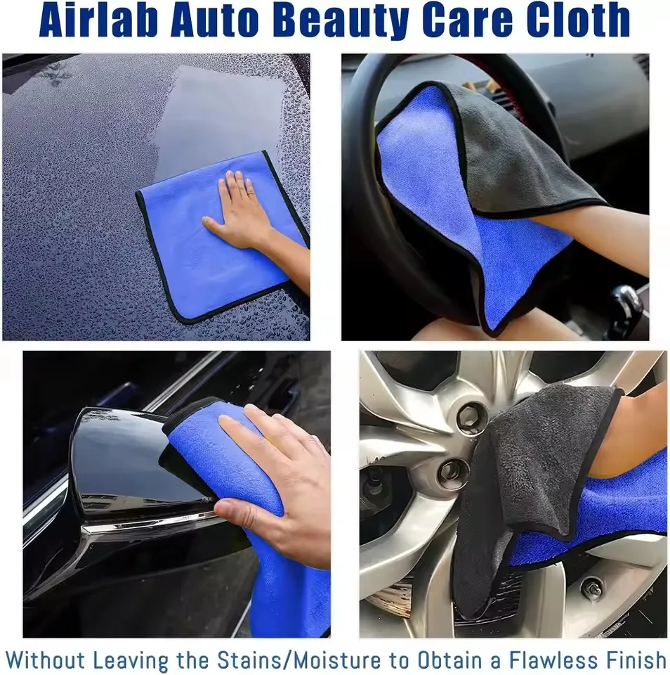1/3/6pcs Microfiber Car Washing Towel Soft Quick Drying Windows Mirrors Wiping Rags Home Double Layer Cleaning Cloths BEST SELLERS