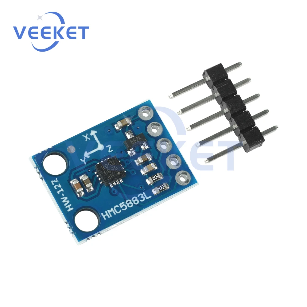 Module boussole QMC5883P connecté à un câble IIC, prêt pour l'installation sur un drone.