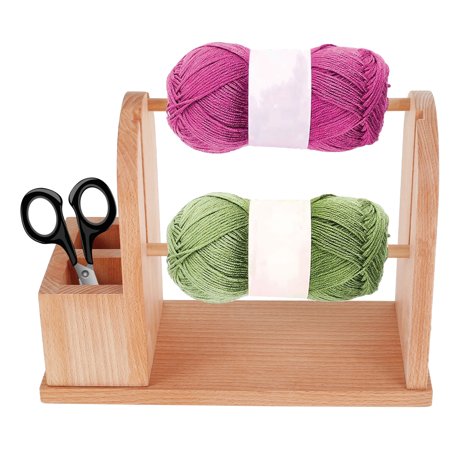 Yarn Holder for Crocheting Wood Yarn Rack Stand with Double Slots Practical Ball Dispenser Easy to Assemble Spinner yarn holder
