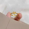 Au999 Yellow Gold Heart Ring Women Niche Design Heart to Heart Open Finger Ring Light Luxury Stacked Heart Ring 2