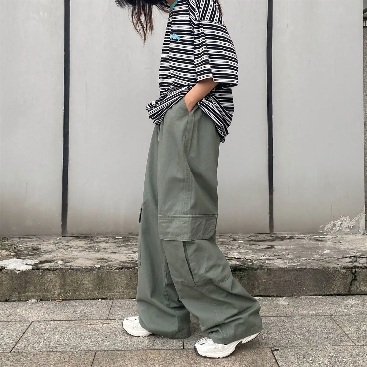 armani jeans WeiYao New Large Pocket Straight Wide Leg Overalls Loose Trend Black Hong Kong Style Retro All-match Pants Y2K Women Jeans Pants versace jeans couture