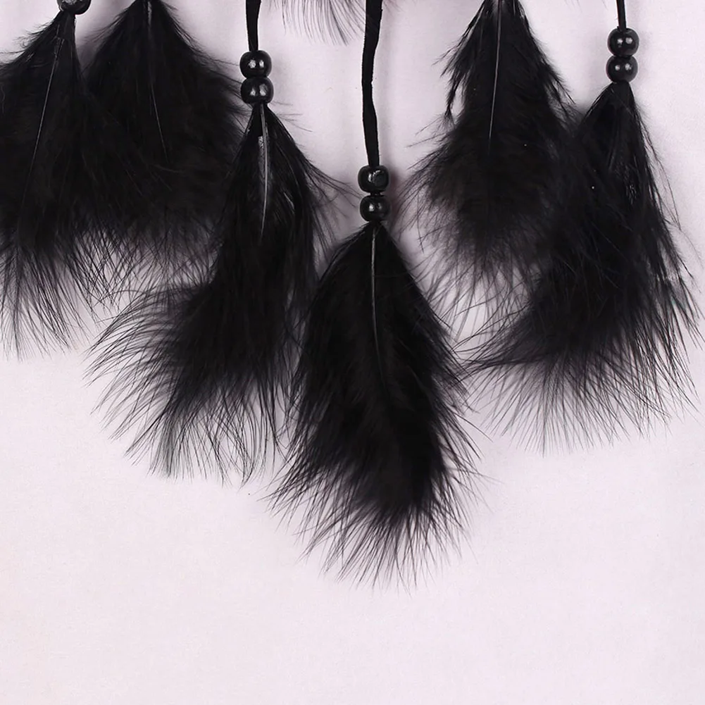 Bead Dream Catcher Black Feather Crafts Handmade Home Hanging Gifts Dreamcatcher Handmade Silver Bead Dream Catcher Wind Chimes, wind chimes,wind chime,dream catcher wall decoration