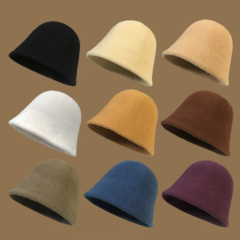 Korean Version Sticker Wool Knitted Fisherman Hat For Women