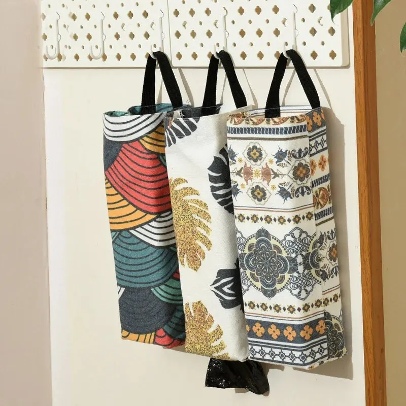 Plastic Bag Holder Garbage Bag Storage Hanging Wall-mounted Splicing Color Pull-out Sorting Debris Storage 1pc