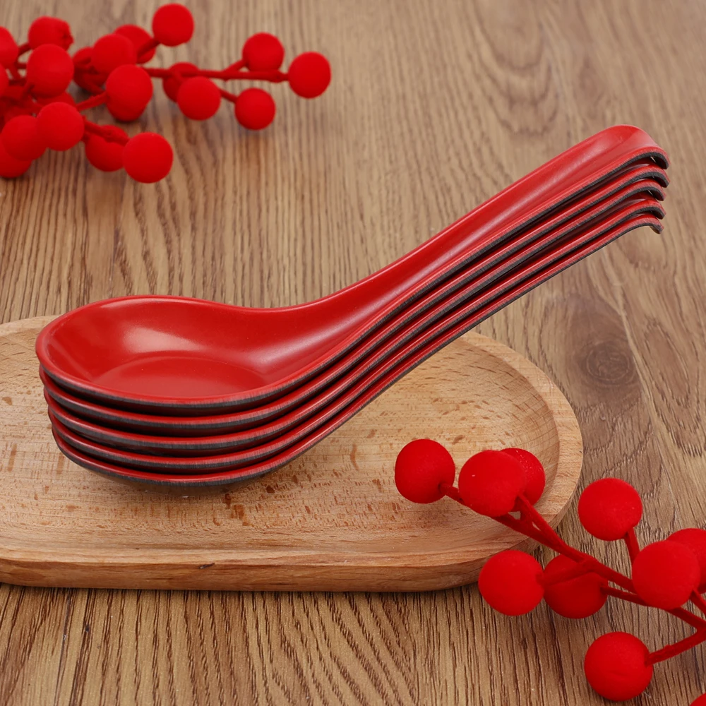 4PCS Japanese Ramen Wooden Soup Spoon With Long Handle