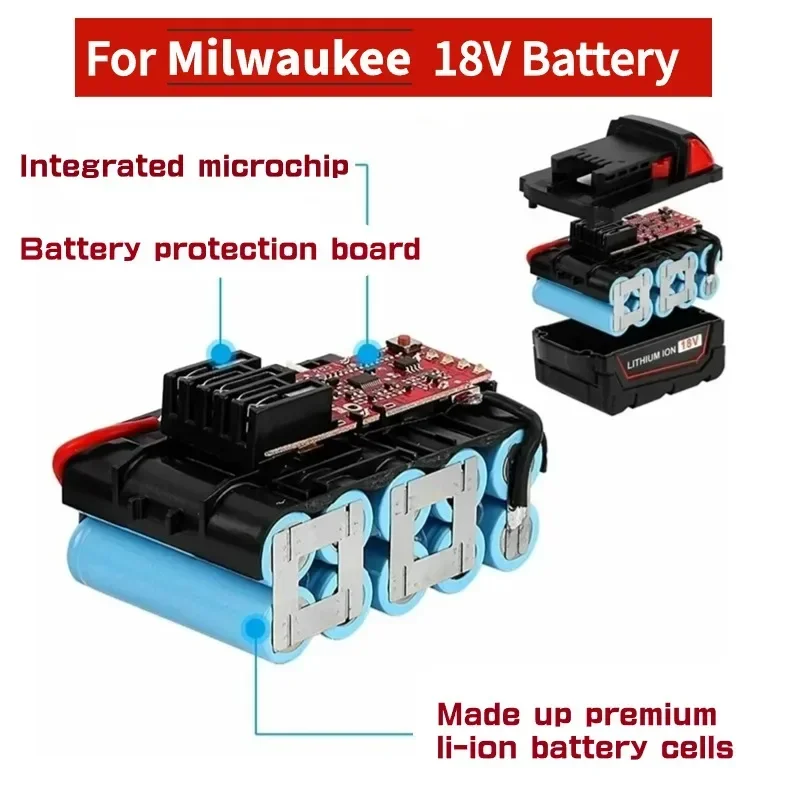 18V 12.0Ah Replacement for Milwaukee M18 XC Lithium Battery 48-11-1860 48-11-1850 48-11-1840 48-11-1820 Rechargeable Batteries rechargeable battery