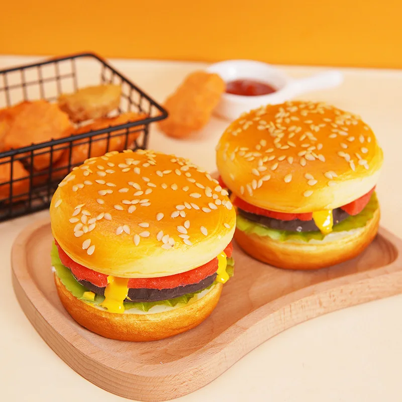 4 Hamburger Finti Realistici In PU - Cibo Finto Per Decorazione Cucina E Scherzi