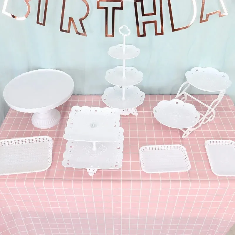 Ins Style Cake Stand Three Layer Cake Tray Fruit Tray Cupcake Display Stand Creative Cake Display Stand Plastic Dried Fruit