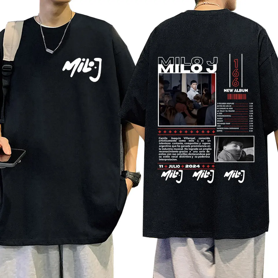 Milo J 511 Album Merch - Playera De Verano Para Mujer Y Hombre, De Manga Corta, Estilo Casual, Ropa De Calle, Negro -, Medium