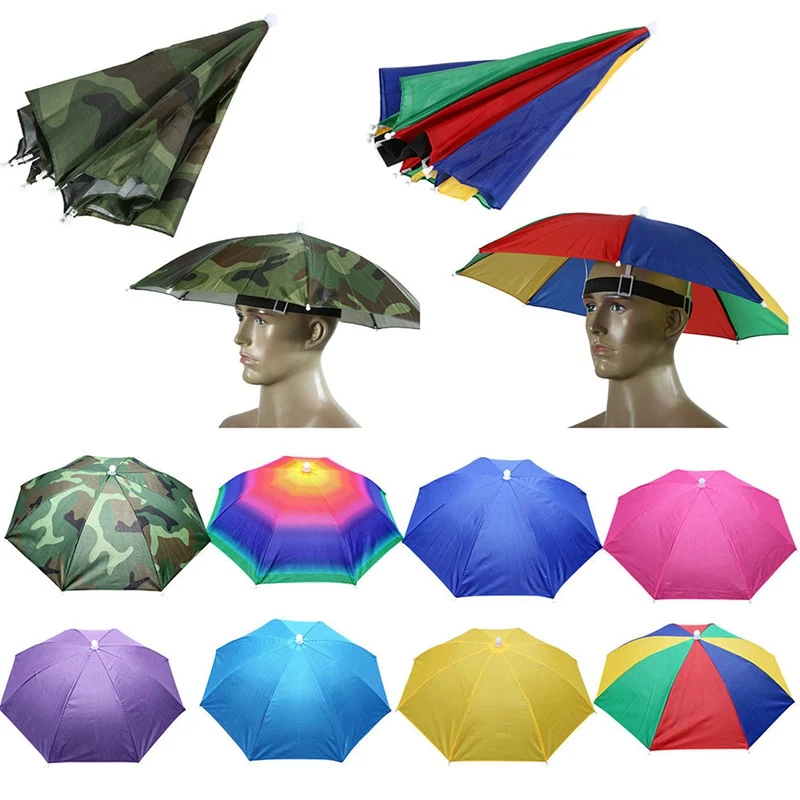 Umbrella Hat Foldable Outdoor Headwear for Women Men Fishing Camping Beach