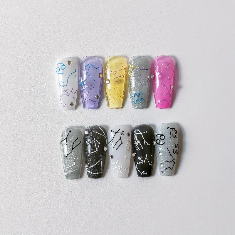 Nail Stickers Nail Art Tools Nail Decals 5D Realistic Relief Zodiac Twelve Constellations Adhesive Nail Art Stickers Decals Manicure Ornaments
