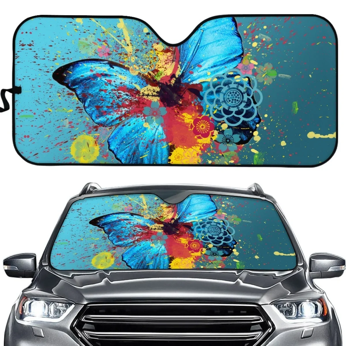 

Бабочки Tie Dye Художественная печать автомобильный солнцезащитный козырек на лобовое стекло Защита салона автомобиля солнцезащитный козырек