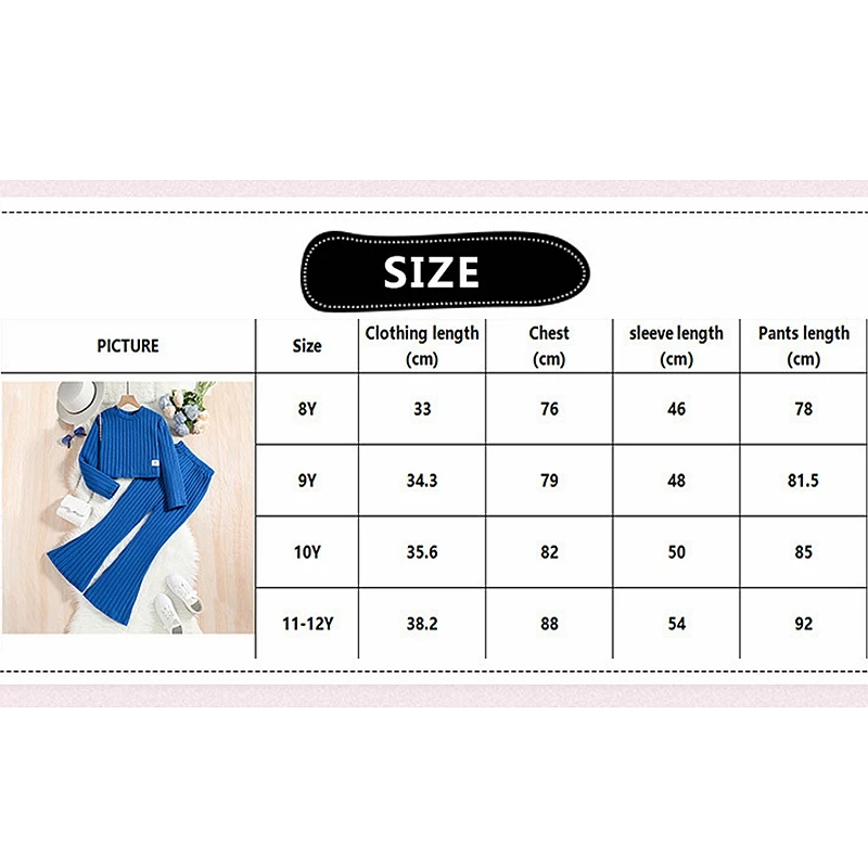 XUANMU Moda Primavera per Bambini Nuovi Pantaloni Svasati a Maniche Lunghe Vestito da Bambina Blu in Due Pezzi X008A_voghion.com