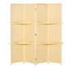 6' Folding Privacy Screen Indoor Room Divider w/ 2 Open Display Shelves, Natural 1