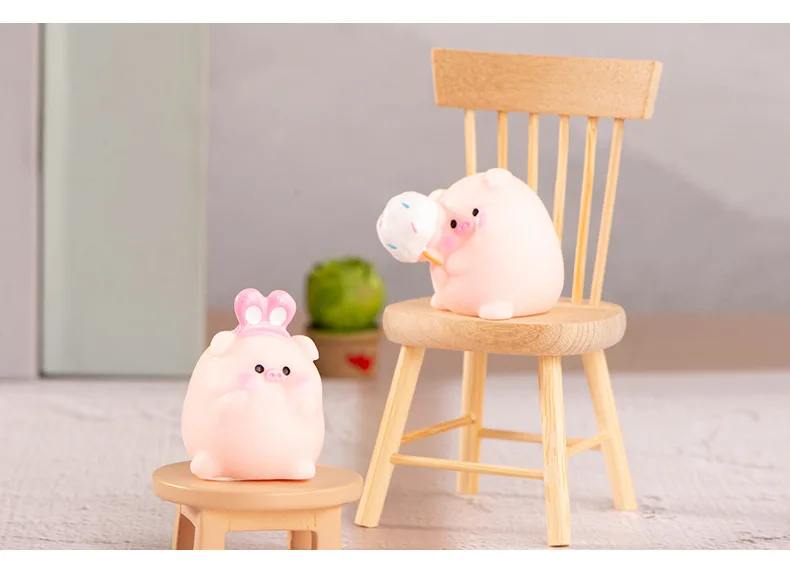 Description Picture 4 of itemSculptures & Figurines Miniatures Cute Pink Pig Micro Landscape Ornaments For Home Decorations Room Decor Desk Accessories