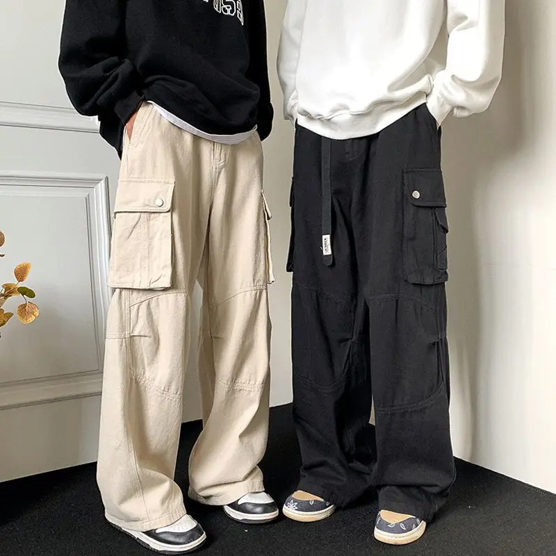 

Повседневные уличные винтажные спортивные брюки, женская одежда, повседневные подходящие ко всему прямые брюки-карго, женские свободные широкие брюки