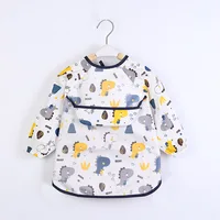 Baby Kids Toddler Long Sleeve Scarf Waterproof Art Smock Feeding Bib Apron Pocket Infant Boys Girls Burp Cloth Bandana Bibs 2