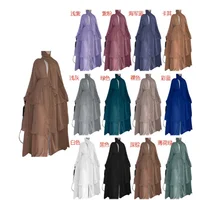 2024 summer new fashion patchwork three-layer chiffon flared sleeves flowing cardigan dress robe 1