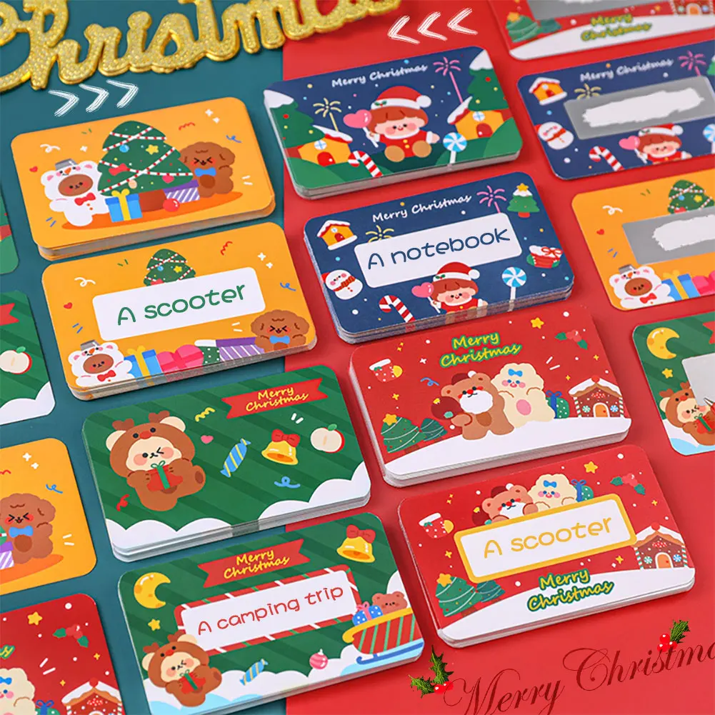 20Pcs Christmas Reward Scratch Card Film Coated Stickers Scratch Off Labels Xmas Stickers DIY Children's Redemption Vouchers